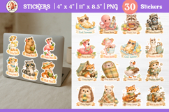 Printable Cute Summer Animal Stickers Bundle Product Image 1