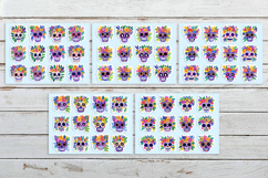 Cute Sugar Skull Printable Stickers with Floral Crown Product Image 2