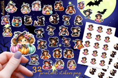 Halloween witch Stickers, neon cute witch pumpkin Stickers Product Image 1