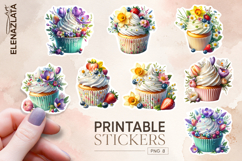Cupcake Sticker Clipart, Sticker PNG Clipart Product Image 1