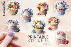 Cupcake Sticker Clipart, Sticker PNG Clipart Product Image 1