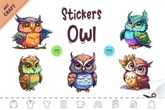 Stickers Colorful Owl. Clipart. Product Image 1