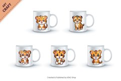 Bundle Stickers Cute tiger. Clipart. Product Image 2