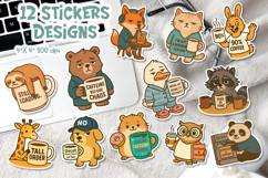 Funny Coffee Animal Stickers Printable | Caffeine Humor Product Image 1
