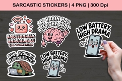 Sarcastic Funny Stickers | Cute Humor PNG Designs Product Image 1