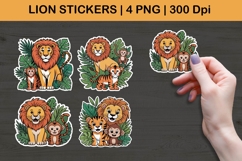 Lion Jungle Sticker Illustrations | 4 PNG Product Image 1