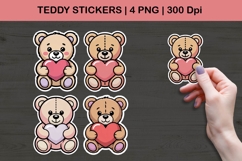 Teddy Bear Stickers Heart Illustration PNG Product Image 1