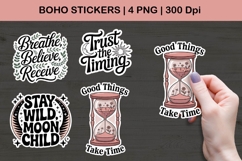 Boho Inspirational Stickers PNG | Moon &amp; Hourglass Quotes Product Image 1