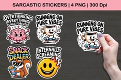 Sarcastic Coffee Brain Stickers PNG | Funny Cartoon Designs Product Image 1
