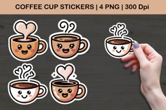 Cute Coffee Cup Sticker Illustrations | Kawaii Mug PNG Product Image 1