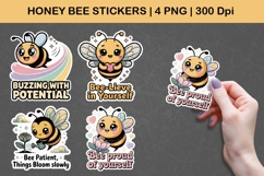 Honey Bee Stickers | Cute Motivational Bee PNG Illustrations Product Image 1