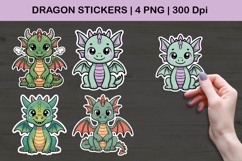 Cute Dragon Sticker Illustrations | Kawaii Dragon PNG Product Image 1