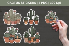 Cactus Sticker Illustrations | Potted Succulent Art PNG Product Image 1