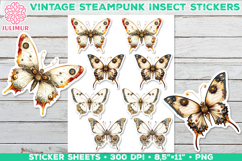 Vintage Steampunk Insect Stickers with Butterfly Mechanical Product Image 1