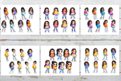 Vibrant Chibi Girl Sticker Bundle. Cute Planner Stickers PNG Product Image 11