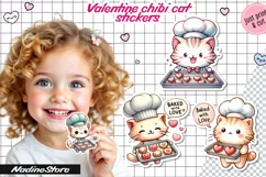 Chibi Valentine cat printable stickers. Product Image 1