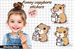 Funny capybara printable stickers. PNG. Product Image 1