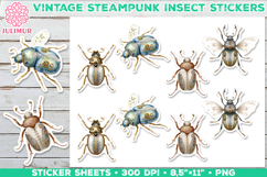 Vintage Steampunk Insect Stickers with Beetle Mechanical Product Image 1