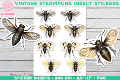 Vintage Steampunk Insect Stickers with Beetle Mechanical Product Image 1