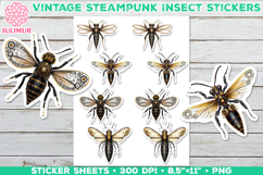 Vintage Steampunk Insect Stickers with Beetle Mechanical Product Image 1