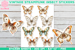 Vintage Steampunk Insect Stickers with Butterfly Mechanical Product Image 1