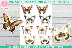 Vintage Steampunk Insect Stickers with Butterfly Mechanical Product Image 1