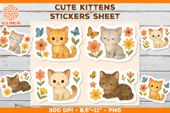 Cute Kitten Stickers PNG. Adorable Kawaii Cat Stickers PNG Product Image 1