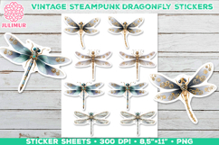 Vintage Steampunk Insect Stickers with Dragonfly Mechanical Product Image 1
