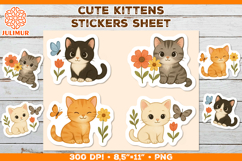 Cute Kitten Stickers PNG. Adorable Kawaii Cat Stickers PNG Product Image 1