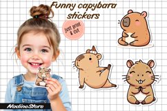 Funny capybara printable stickers. PNG. Product Image 1