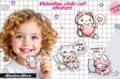 Chibi Valentine cat printable stickers. Product Image 1
