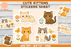 Cute Kitten Stickers PNG. Adorable Kawaii Cat Stickers PNG Product Image 1