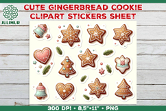 Watercolor Christmas Gingerbread Cookies Stickers PNG Product Image 1