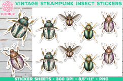 Vintage Steampunk Insect Stickers with Beetle Mechanical Product Image 1