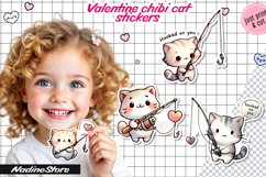 Chibi Valentine cat printable stickers. Product Image 1