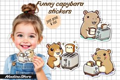 Funny capybara printable stickers. PNG. Product Image 1