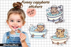 Funny capybara printable stickers. PNG. Product Image 1