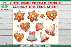Watercolor Christmas Gingerbread Cookies Stickers PNG Product Image 1