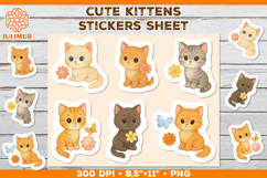 Cute Kitten Stickers PNG. Adorable Kawaii Cat Stickers PNG Product Image 1