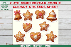 Watercolor Christmas Gingerbread Cookies Stickers PNG Product Image 1