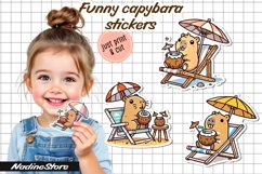 Funny capybara printable stickers. PNG. Product Image 1