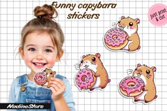 Funny capybara printable stickers. PNG. Product Image 1