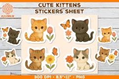 Cute Kitten Stickers PNG. Adorable Kawaii Cat Stickers PNG Product Image 1