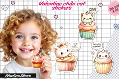 Chibi Valentine cat printable stickers. Product Image 1