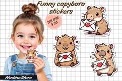 Funny capybara printable stickers. PNG. Product Image 1