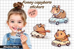 Funny capybara printable stickers. PNG,. Product Image 1