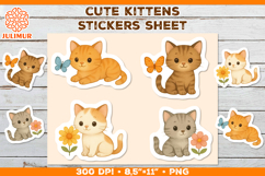 Cute Kitten Stickers PNG. Adorable Kawaii Cat Stickers PNG Product Image 1