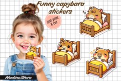 Funny capybara printable stickers. PNG. Product Image 1