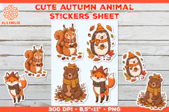 Autumn Animal Stickers PNG with Fox Bear Squirrel Hedgehog Product Image 1