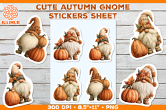 Scandinavian Autumn Gnome Stickers with Pumpkin PNG Product Image 1